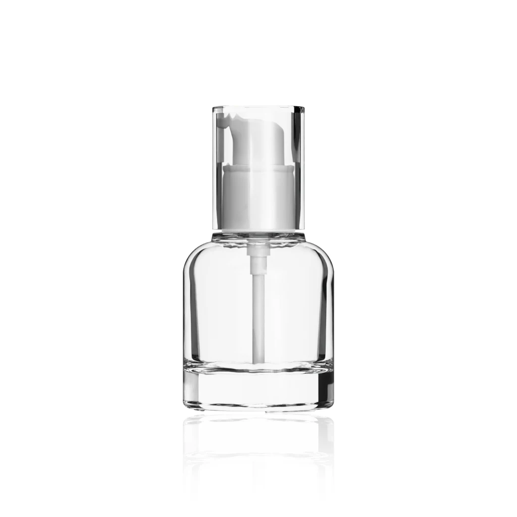 30ml (1 oz) glass boston round pump bottle